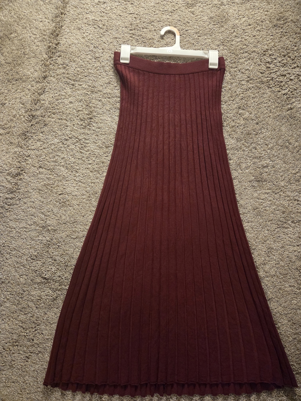 a new day Ribbed Maxi Skirt - Burgundy Wine